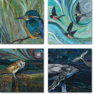 4 square cards with wildlife designs